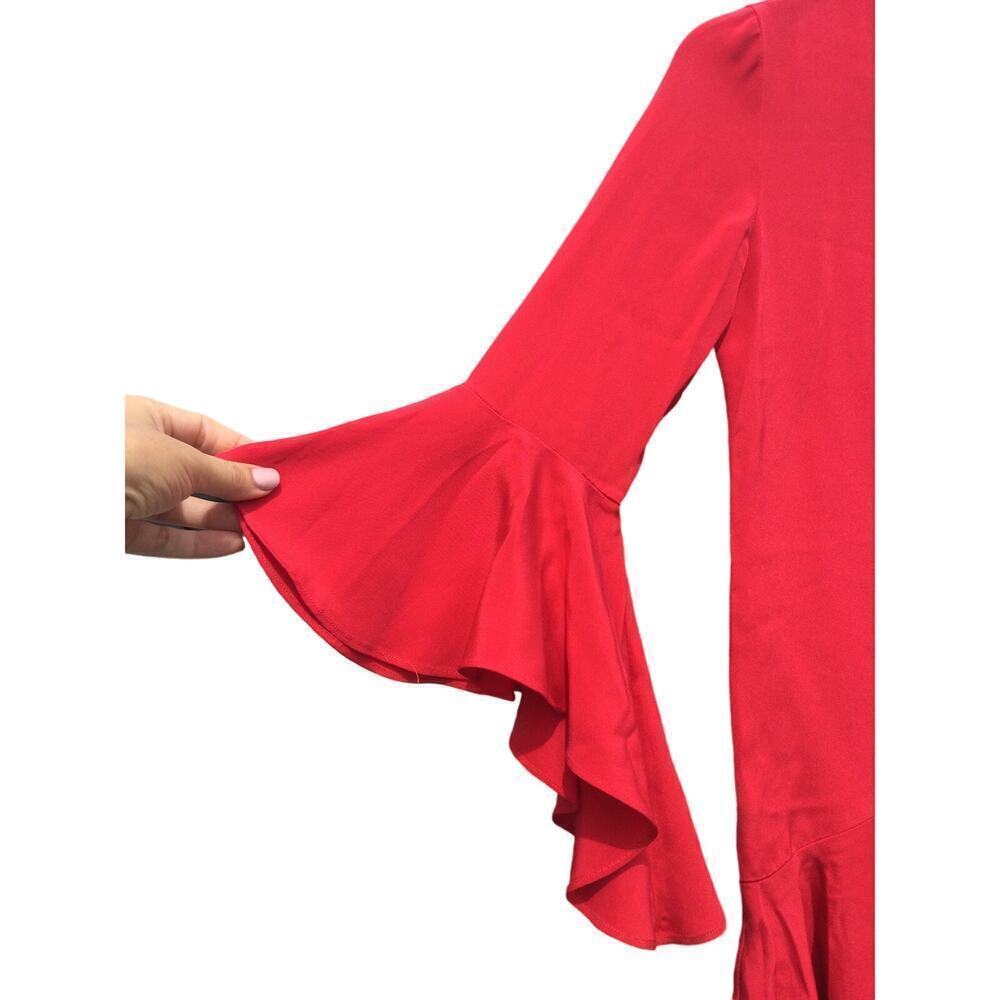 Alexis Red Stone top womens XS Cherry holiday festive formal asymmetrical hem - Picture 8 of 14